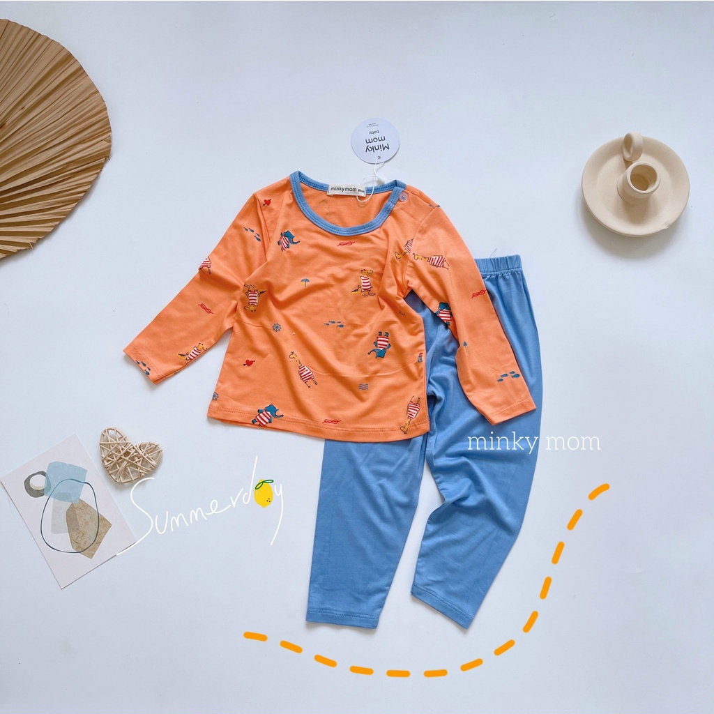 {MẪU MỚI} Bộ Dài tay SIZE ĐẠI Minky Mom Thun Lạnh mềm mịn mát in hình cho bé trai, bé gái từ 17-32kg [ HÀNG CHUẨN ]