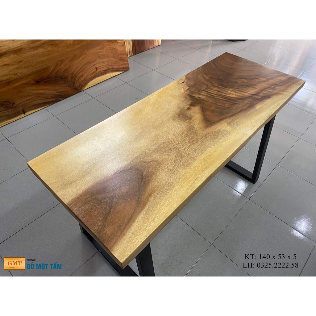 Bàn làm việc văn phòng, bàn làm việc gỗ me tây, bàn làm việc gỗ tự nhiên, bàn làm việc thông minh dài 1,4m x 53cm x 5cm