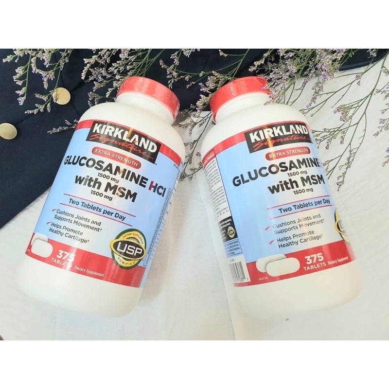 Viên uống Glucosamine HCL 1500mg Kirkland With MSM 1500mg Hộp 375 Viên Date 2024
