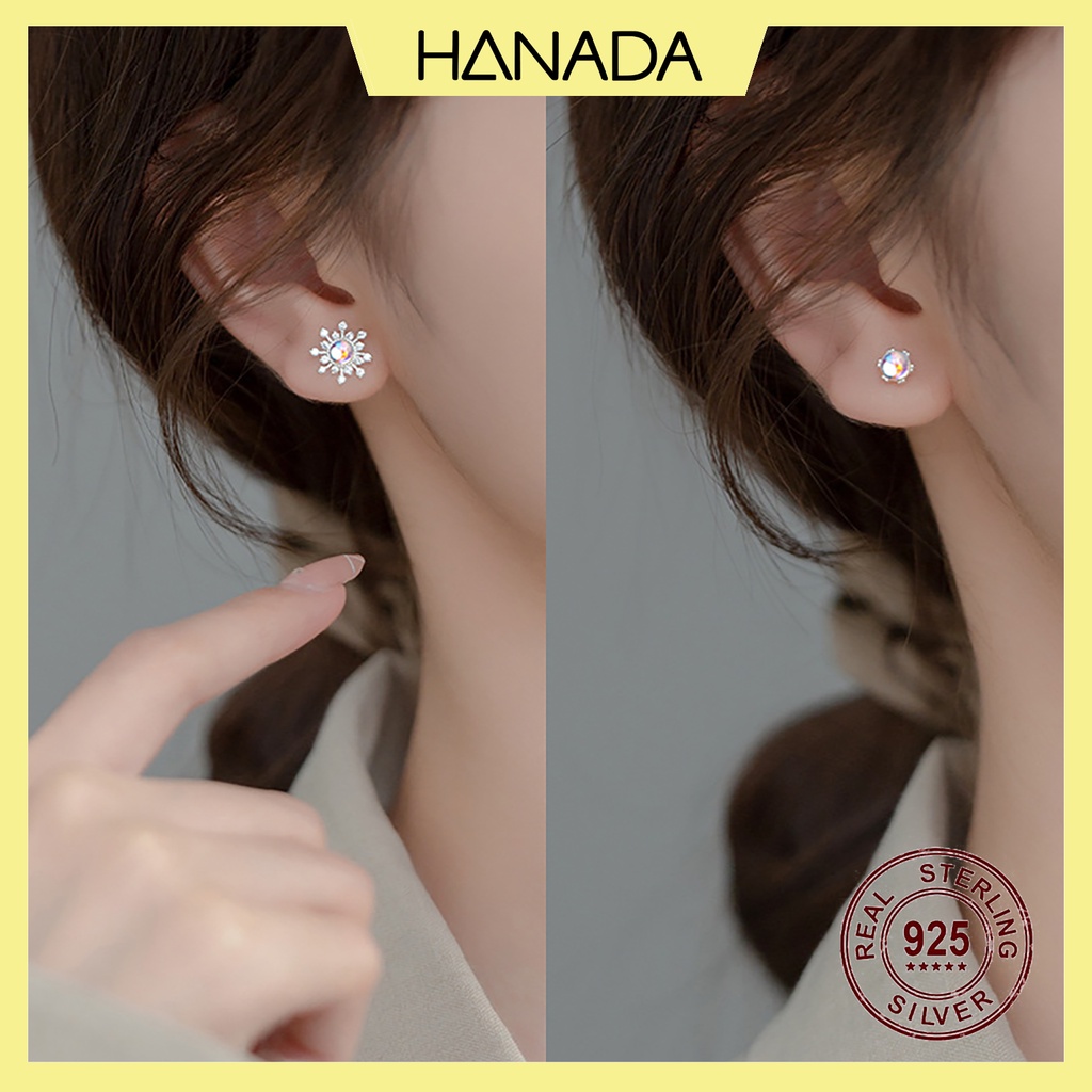Bông Tai Bạc 925 Hanada Sao Đá Bất Đối Xứng 0376 E13
