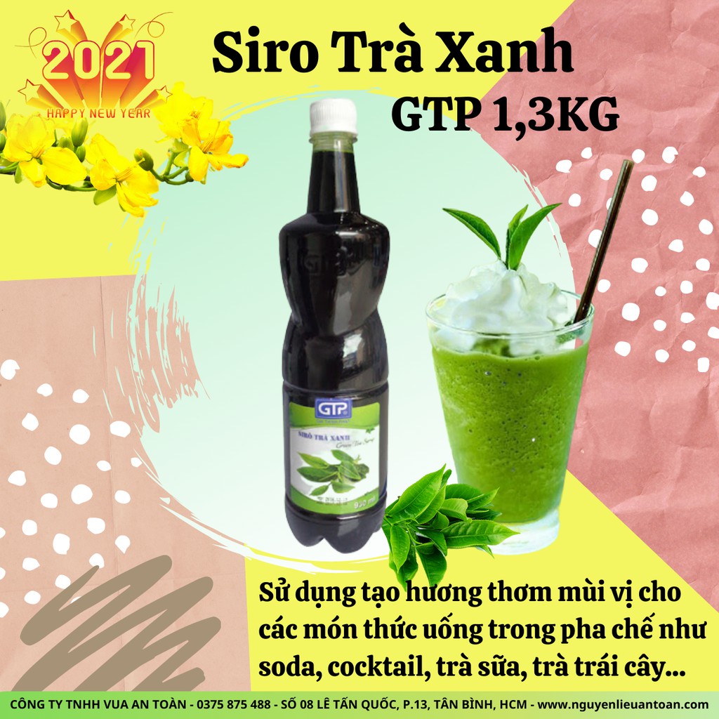 Siro Trà Xanh GTP 1.3kg Hương Vị Đậm Đà, Vị Ngọt Tự Nhiên