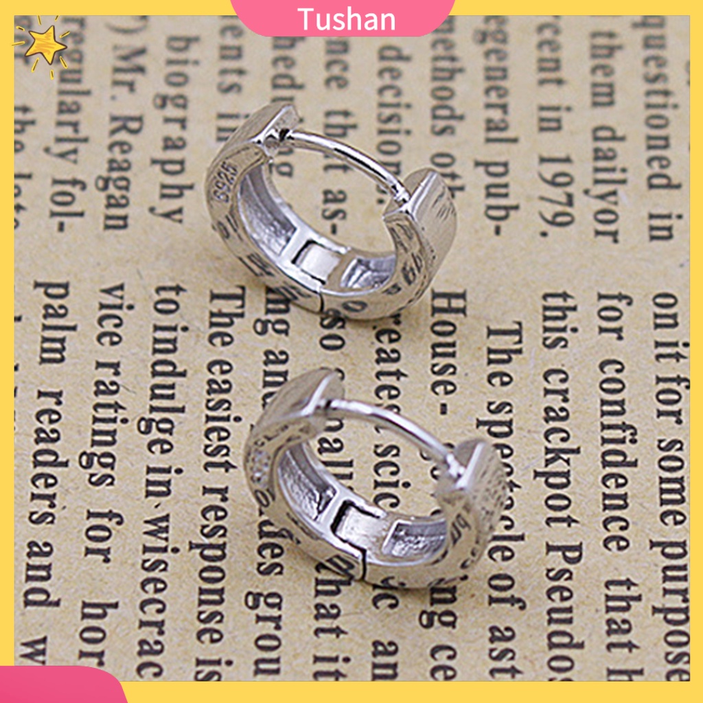 Hoa tai mạ bạc dạng vòng tròn Unisex