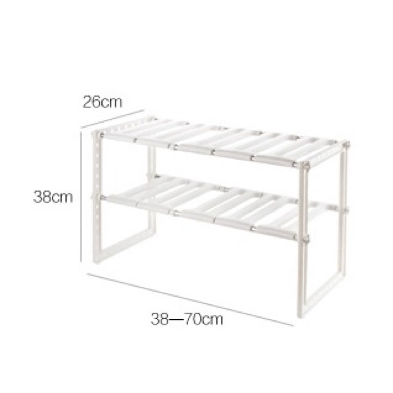 Kệ GẦM BẾP đa năng rút gọn 2 tầng có thể điều chỉnh độ dài - Kệ nhựa để xoong nồi đồ nhà bếp lắp ráp tiết kiệm diện tích