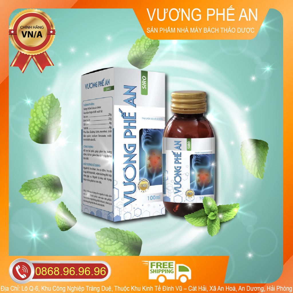 SIRO VƯƠNG PHẾ AN CHÍNH HÃNG - HỖ TRỢ LÀM GIẢM ĐAU RÁT HỌNG, BỊ HO KÉO DÀI, GIÚP BỔ PHẾ, LOÃNG ĐỜM, GIẢM HO LỌ/100ML