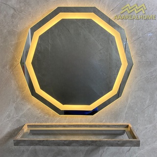 80x80cm Gương tròn treo tường AAArealhome MD Gương đa giác 10 cạnh Gương tròn đèn led cảm ứng