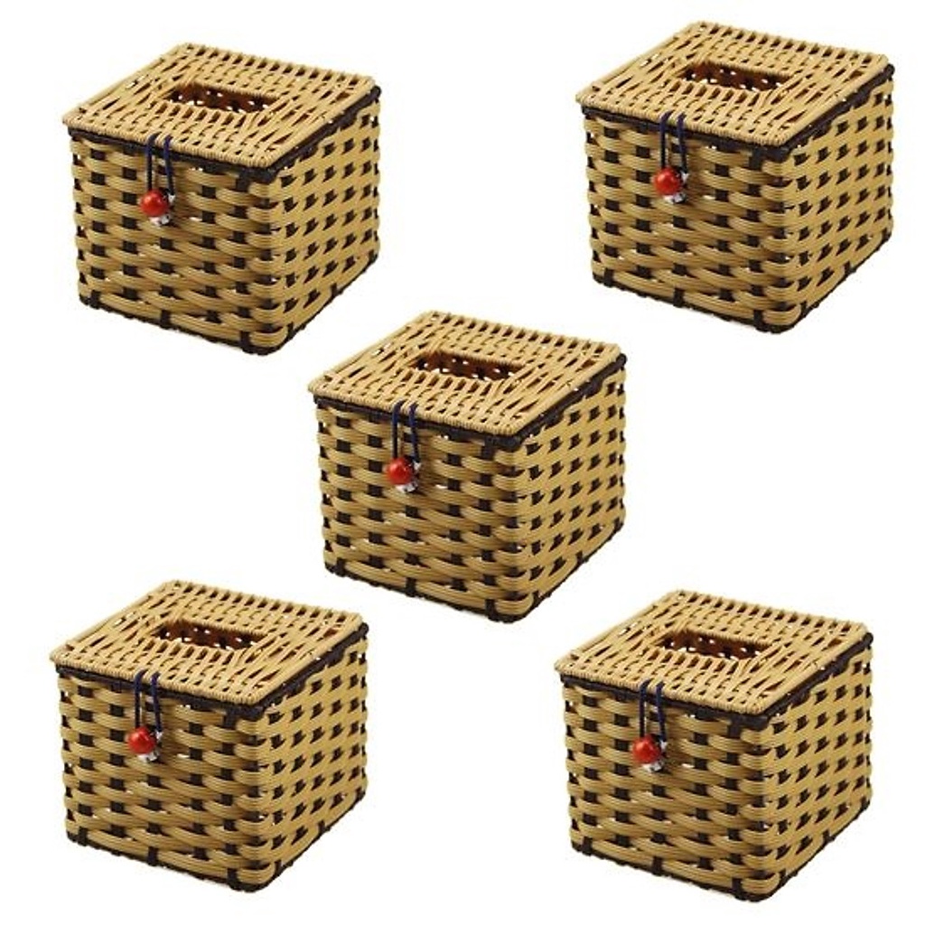 Giỏ giấy nhựa giả mây tre đan có nắp cài phong cách, tiện dụng, dành cho gia đình, nhà hàng, quán ăn