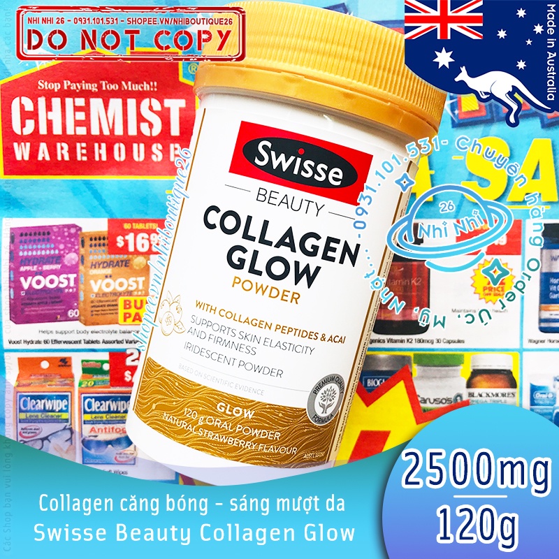 [Mã 44FMCGSALE1 giảm 10% đơn 250K] (ĐỦ 3 MÀU) Bột Collagen 120g  Swisse Beauty Collagen Glow - Renew - Balance Powder