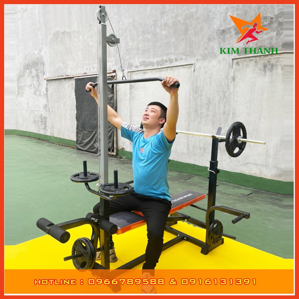 Giàn tạ đa năng Kim Thành KT 2019 -New [Combo kèm 30kg tạ bánh gang + đòn tạ 1,5m ]