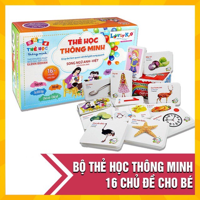 Bộ Thẻ Học Thông Minh 16 Chủ Đề, Song Ngữ Anh - Việt Cho Bé