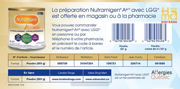 Sữa Enfamil Nutramigen A+ LGG hàng Canada, chuyên dùng cho bé dị ứng đạm sữa bò, tiêu hoá kém, hộp 561gram