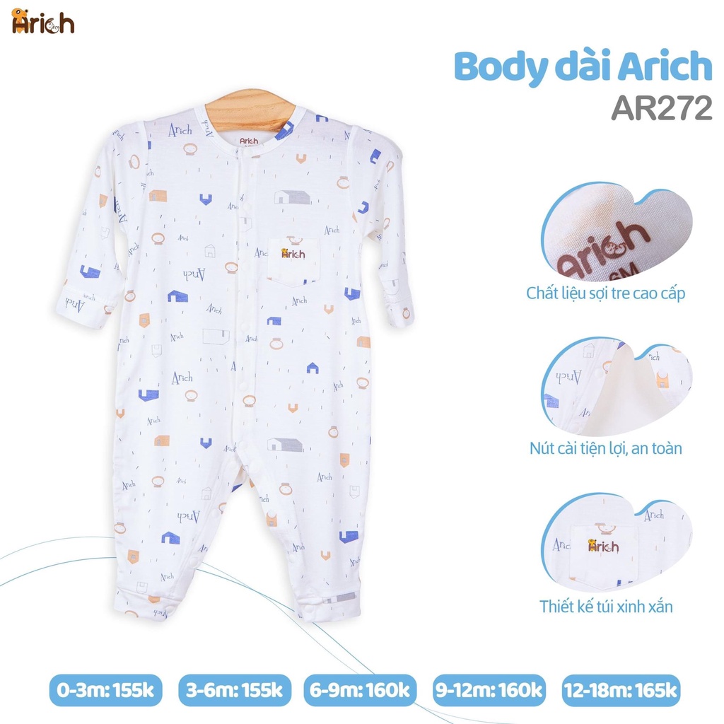 Bộ body dài Arich họa tiết siêu dễ thương cho bé