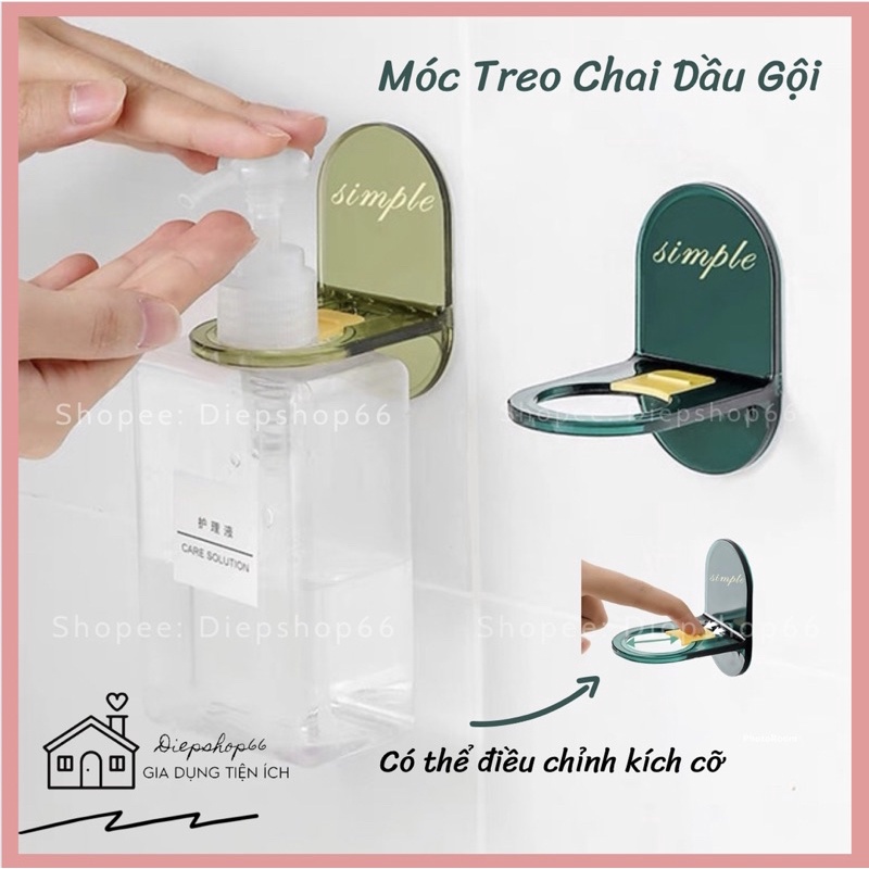 Móc treo chai dầu gội ❤️SALE❤️ Móc dán tường chịu lực có thể điều chỉnh kích cỡ treo chai dầu gội - nước rửa tay sữa tắm