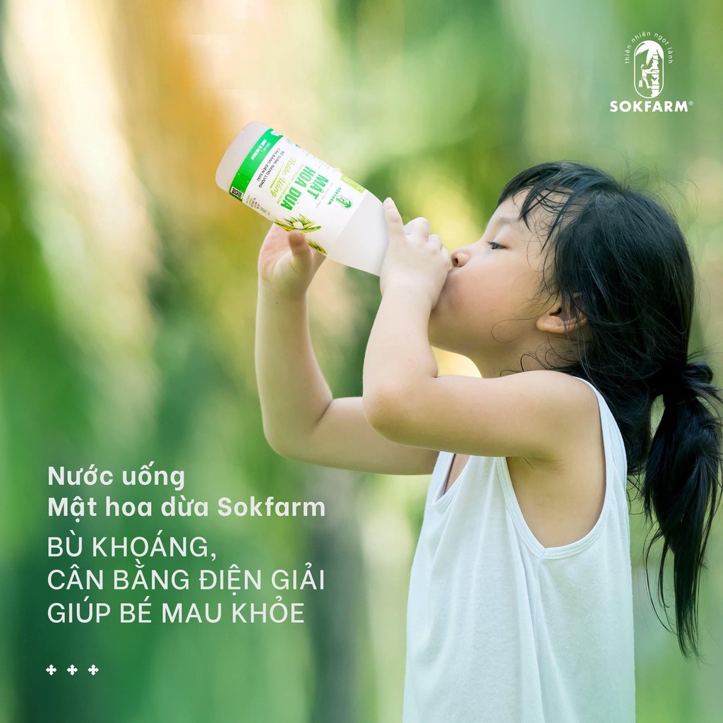 NƯỚC UỐNG MẬT HOA DỪA TƯƠI SOKFARM BÙ KHOÁNG BỔ SUNG NĂNG LƯỢNG TƯƠI MÁT GIẢI KHÁT CHAI 200ML-250ML-1L