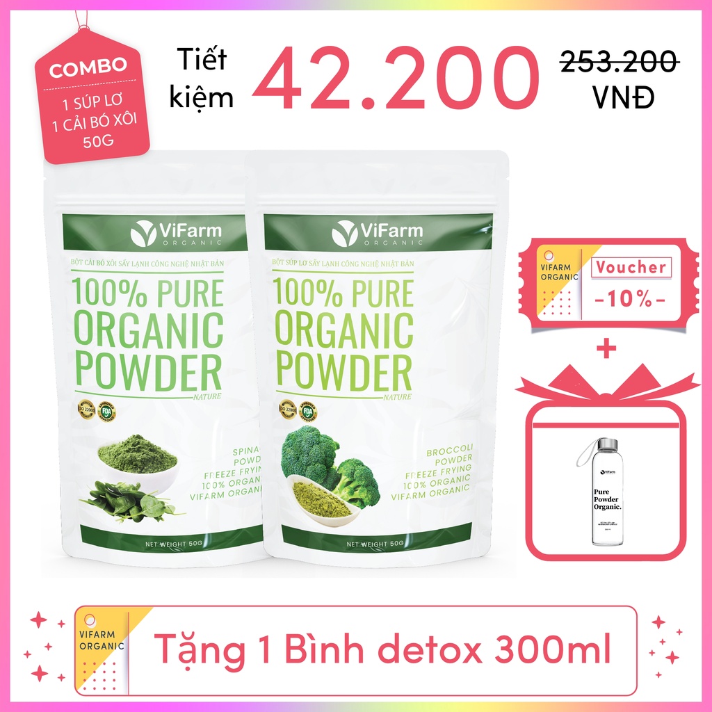 Bột Súp Lơ Bông Cải Xanh Nguyên Chất 50g, Công Nghệ Sấy Lạnh Nhật Bản Hỗ Trợ Giảm Cân Hiệu Quả