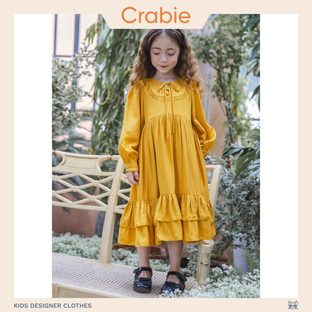Đầm thu dài tay lụa cotton - Fiona Dress - Vàng
