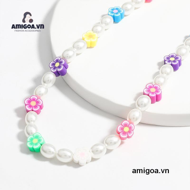 ✨✨Dây chuyền ngọc trai đính cườm đầy màu sắc Hàn Quốc vòng cổ nữ