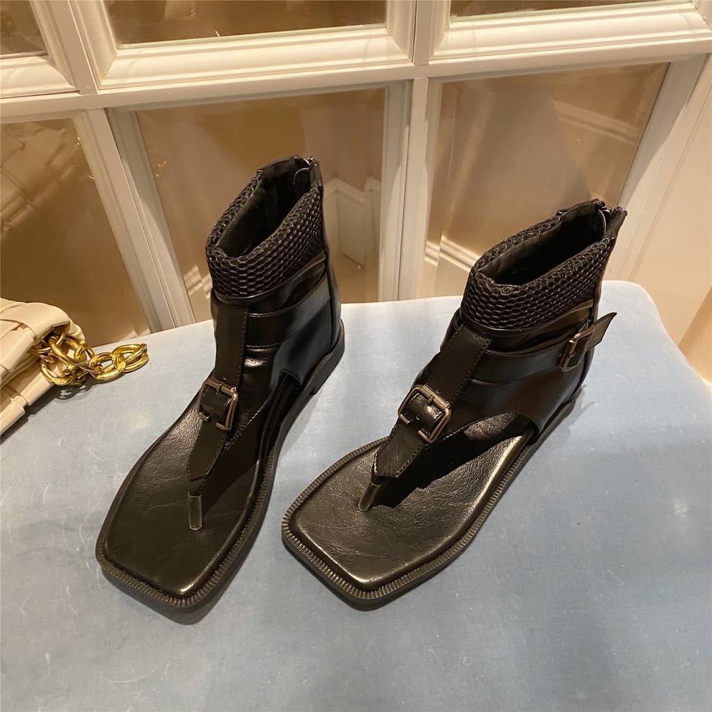 Giày sandal mũi vuông xỏ ngón phối lưới khóa giữa thời thượng cao cấp chính hãng KAILI FULLBOX