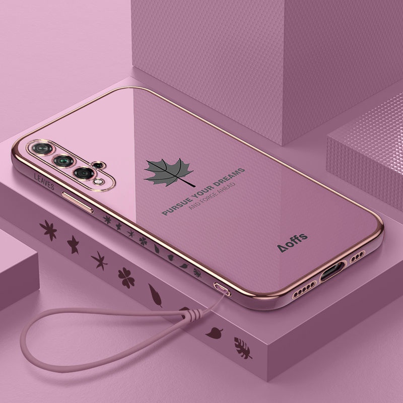 Ốp Điện Thoại Mạ Điện Hình Lá Phong Kèm Dây Đeo Cho samsung s22 s22 u s22 plus note 20 note 20 u note 10 note 10 pro