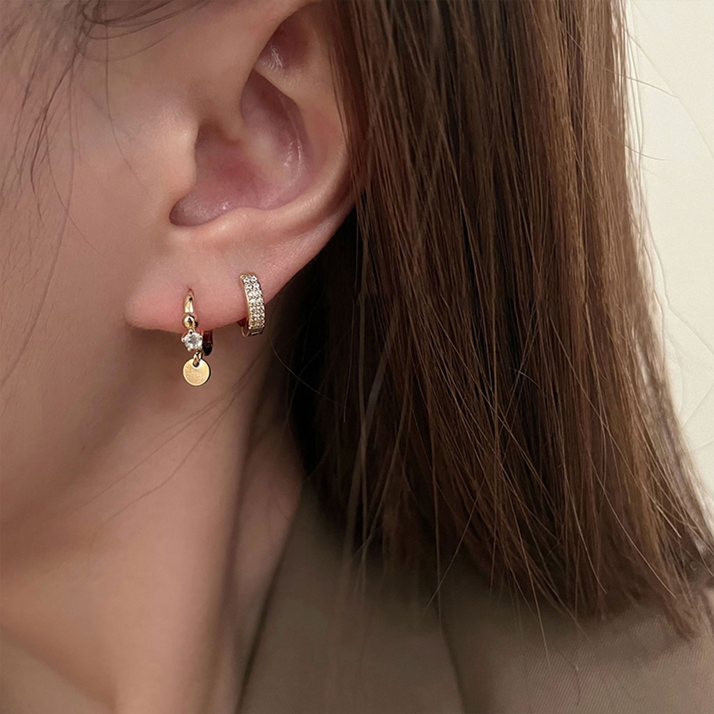 Bông Tai Hình Tròn Lớn Đính Đá Zircon Sang Trọng Thời Trang Mùa Đông Cho Nữ