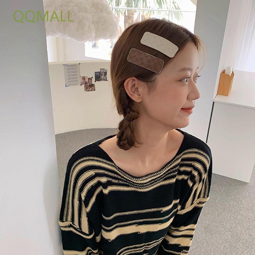Kẹp tóc bằng da tổng hợp màu trơn phong cách Hàn Quốc cổ điển thời trang cho nữ