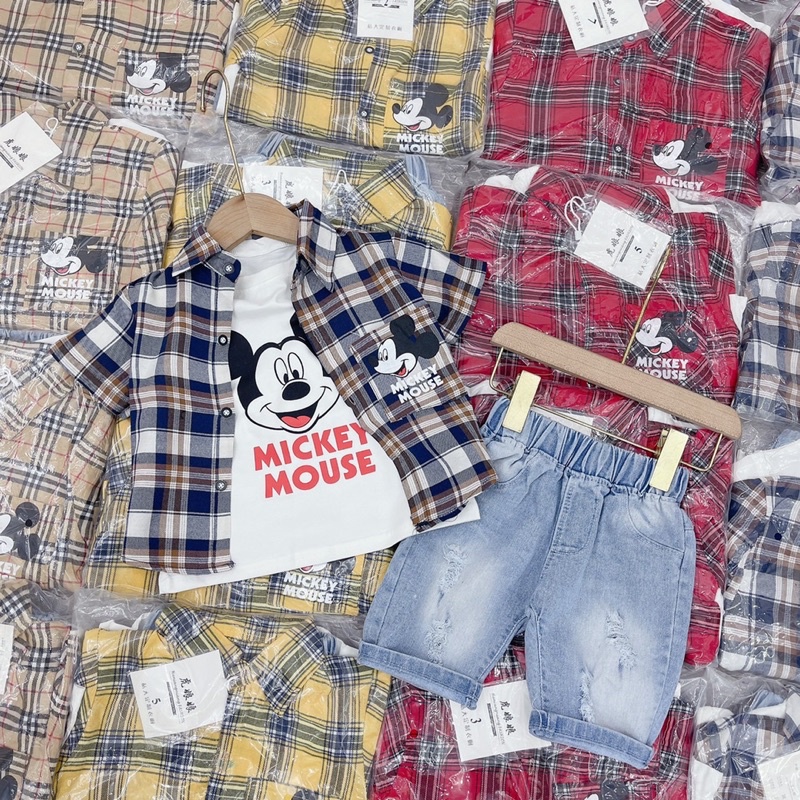 Set 3 chi tiết sơ mi cộc tay cho bé