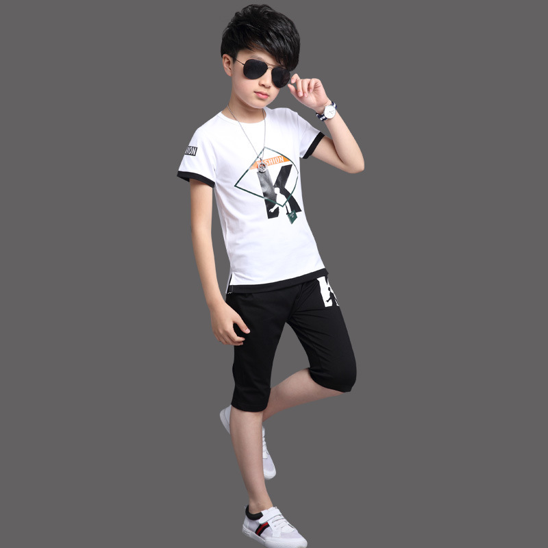 Spot children's clothing boys' summer clothing 2021 new set children's middle and big children's summer two piece set short sleeve 10 boys' 11 year old fashion