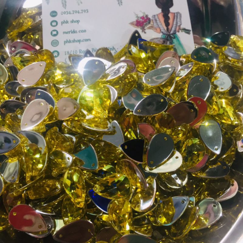 10v tráng gương giọt màu vàng phụ kiện oản, trang trí áo váy phụ kiện tóc