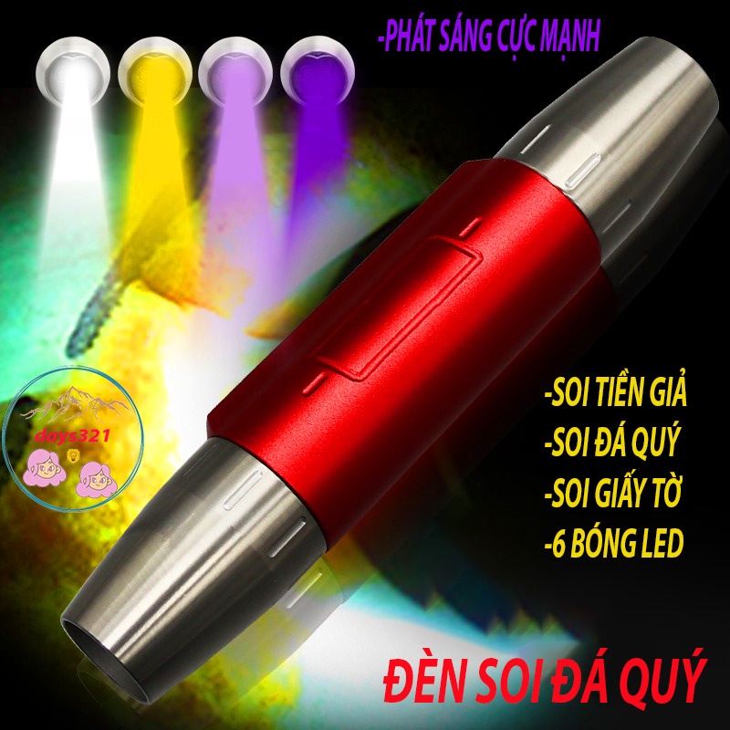 Đèn Soi TIỀN , GIẤY TỜ , ĐÁ QUÝ  6 Bóng 6 Loại Ánh Sáng Cực Mạnh Cao Cấp Dùng được dưới Trời Nắng