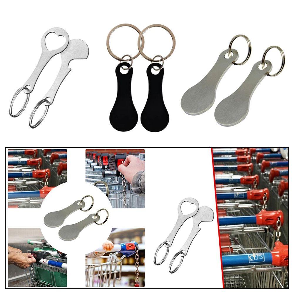 LANFY Móc Treo Chìa Khóa Xe Đẩy Mua Sắm Bằng Thép Không Gỉ Màu Đen