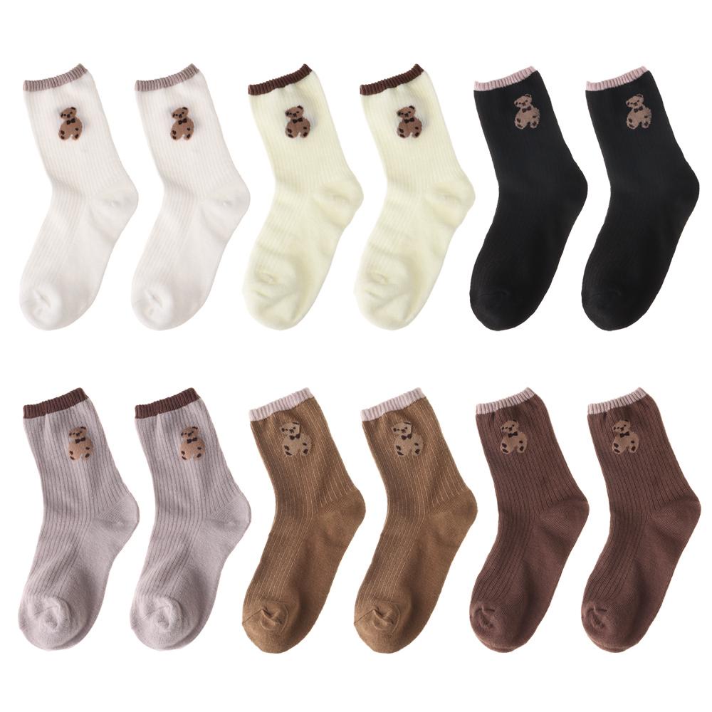 Vớ Cotton Giữ Ấm Thoáng Khí Thêu Họa Tiết Hoạt Hình Ngọt Ngào Cho Nữ