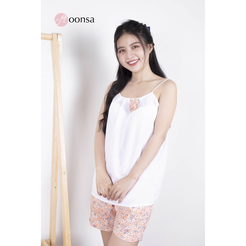 [Mã WARN30 hoàn 15% xu đơn 150k] Bộ đồ ngủ nữ quần áo ngắn Mộc Lan Cam [Moonsa] quần ngắn dáng rộng phong cách Sexy | BigBuy360 - bigbuy360.vn