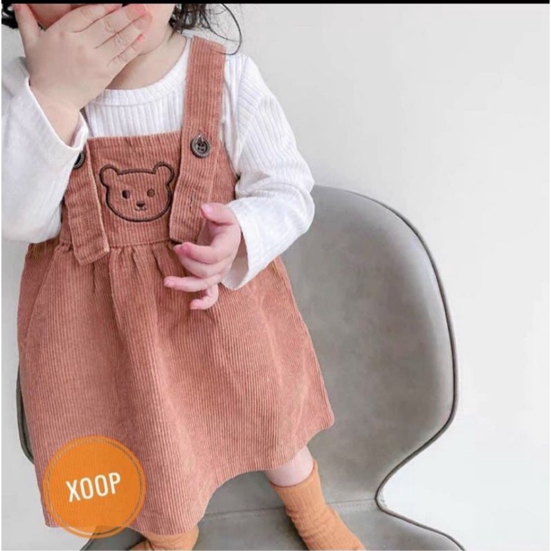 Set váy nhung tăm cho bé gái siêu đáng yêu