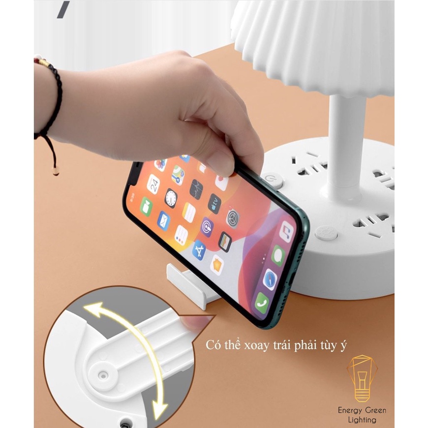Ổ Cắm Điện Energy Green Lighting Thông Minh Kiêm Đèn Bàn OD-435 - Tích Hợp Đèn Chiếu Sáng - 3 Chế Độ Ánh Sáng - Dây Điện