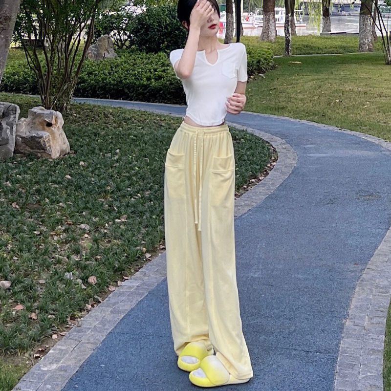 Quần Dài Lưng Cao Dáng Rộng Thời Trang Mùa Thu Mới 2022 Cho Nữ