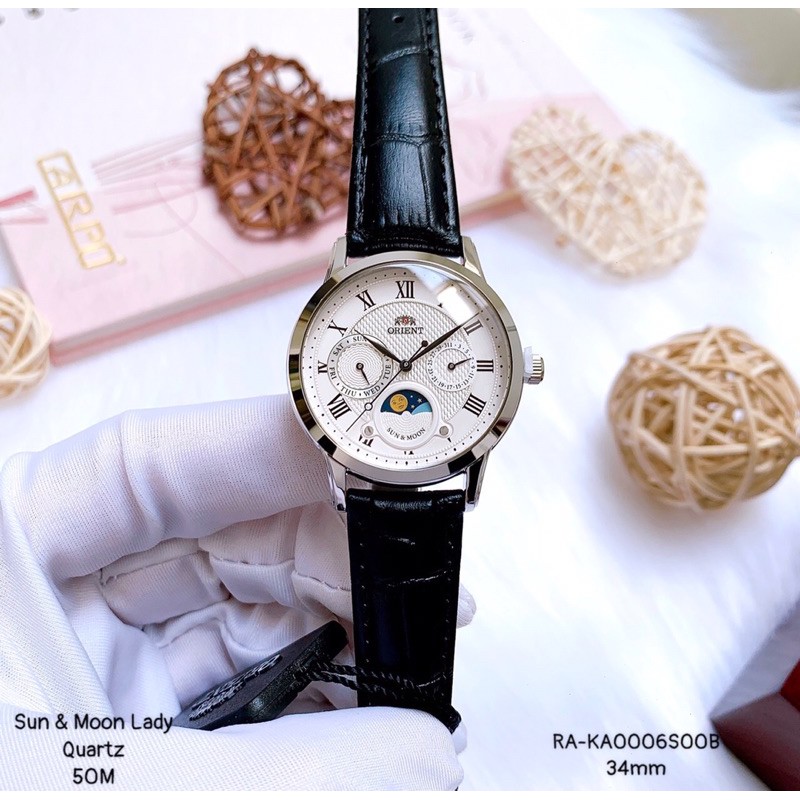 Đồng hồ Orient Sun & Moon Nữ RA-KA0006S00B Size 34mm Máy Pin - Bảo hành 1 năm