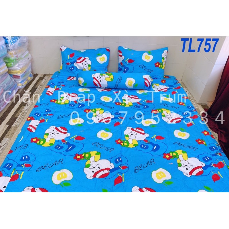 BỘ DRAP 4 MÓN VẢI COTTON THẮNG LỢI CHUẨN LOGO CTY 100% (Size M6x2M) chat chọn mẫu