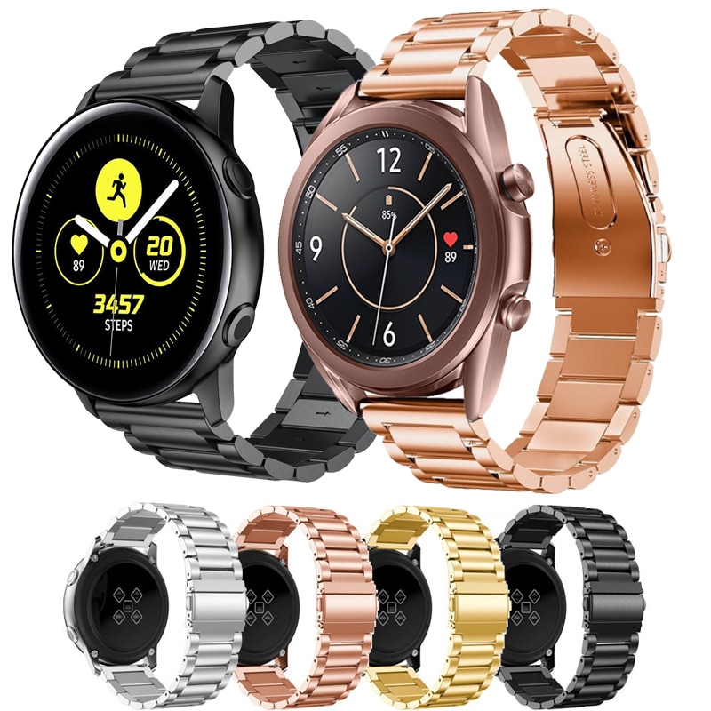 Dây Đeo Bằng Thép Không Gỉ Cho Đồng Hồ Thông Minh Samsung Galaxy Watch 3 41 / 45mm Active 2 Strap 20mm 22mm 42 / 46mm