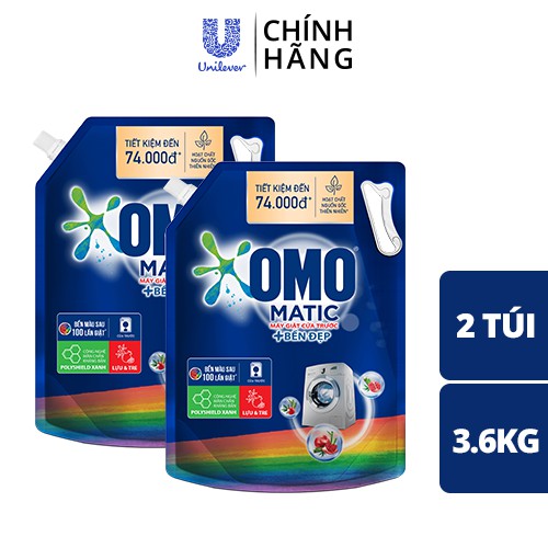 Combo 2 Túi Nước giặt OMO Matic chuyên dụng Cửa Trước 3.6kg