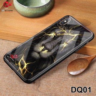 Ốp lưng iPhone in 3D Sư Tử dạ quang phát sáng ban đêm mặt lưng kính cường lực