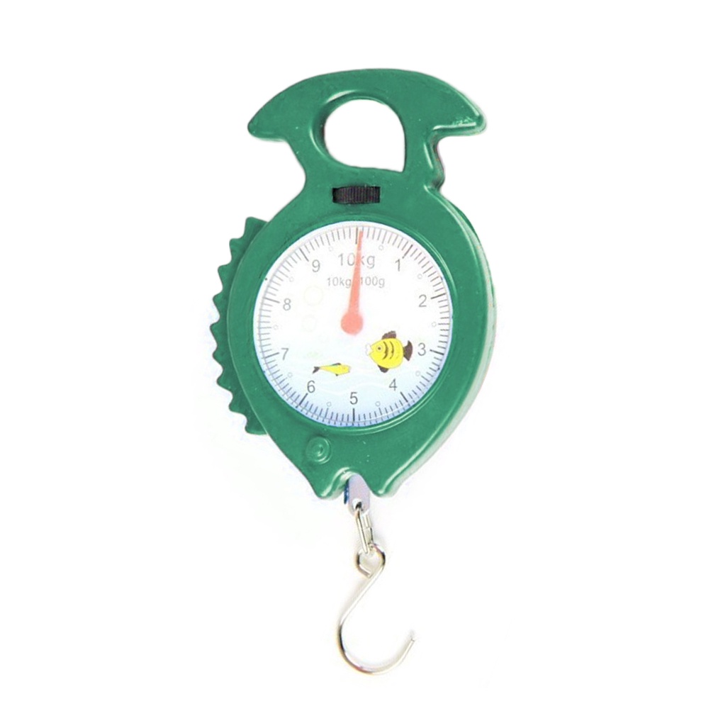 Cân hành lý cầm tay dạng treo có mặt số và lò xo cân bằng 10kg hình con cá màu sắc ngẫu nhiên dành cho hộ gia đình
