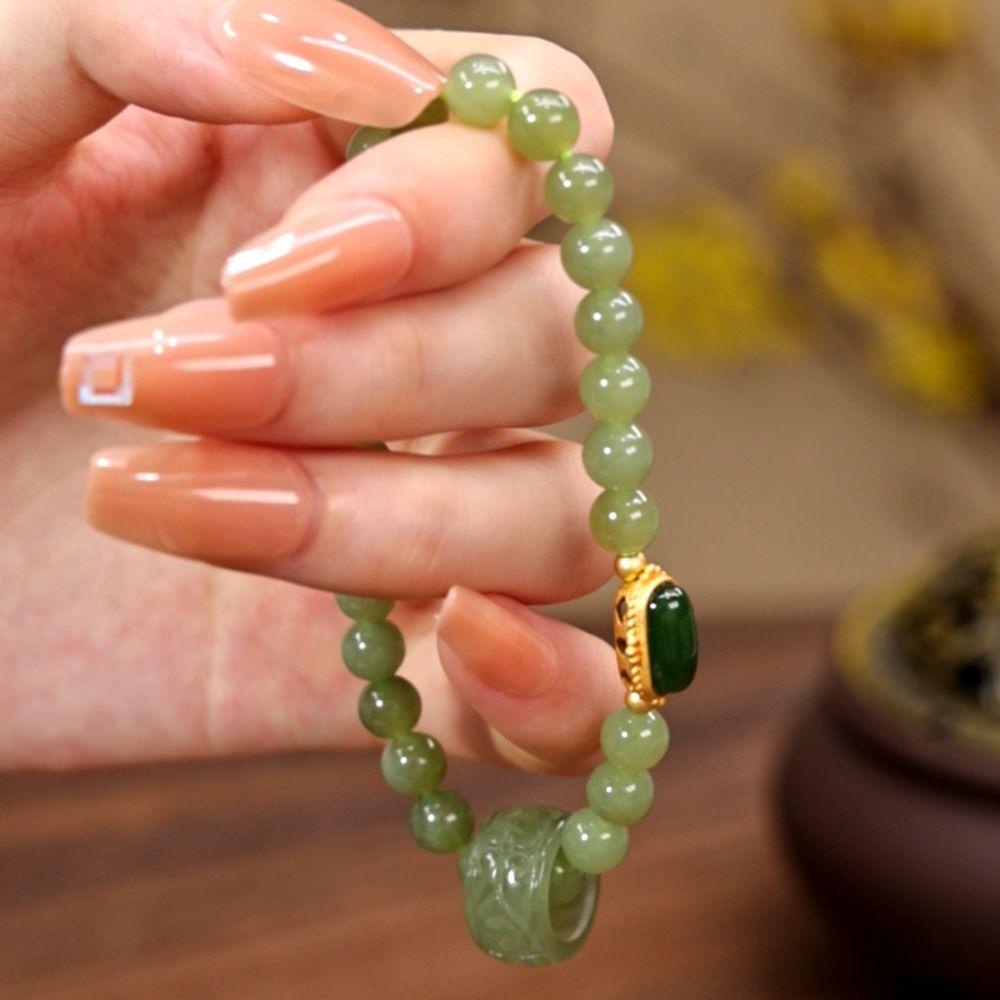 Vòng Tay Chuỗi Hạt Thủy Tinh Thiền Năng Lượng Phong Cách Vintage Đơn Giản Cho Nữ