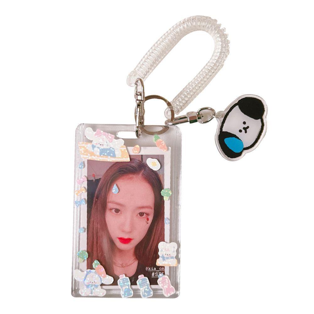 Hộp Đựng Thẻ Ảnh 3 Inch Bằng Acrylic Trong Suốt In Họa Tiết Hoạt Hình Mèo / Xe Buýt Kèm Móc Khóa Tiện Dụng Giá Đỡ