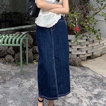 Chân váy dài cạp cao xẻ trước phong cách Ulzzang_A12