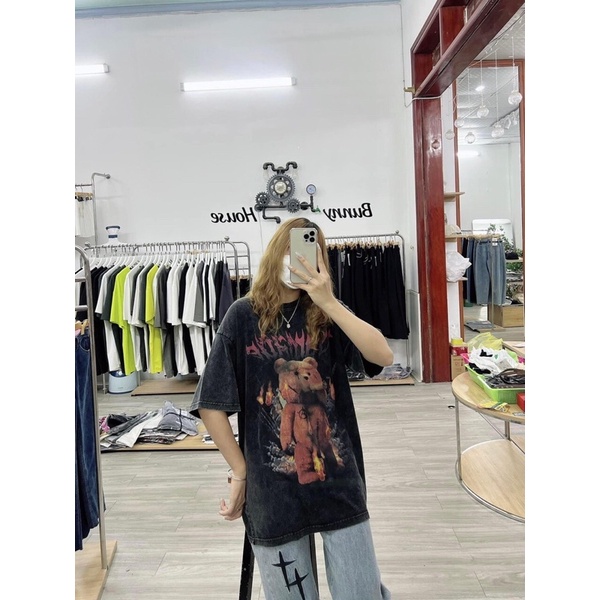 Áo Thun Loang Gấu 5D Unisex Phong Cách Hàn Quốc Nam Nữ Mặc- Áo Phông Tay Lỡ Ulzzang Hot Trend