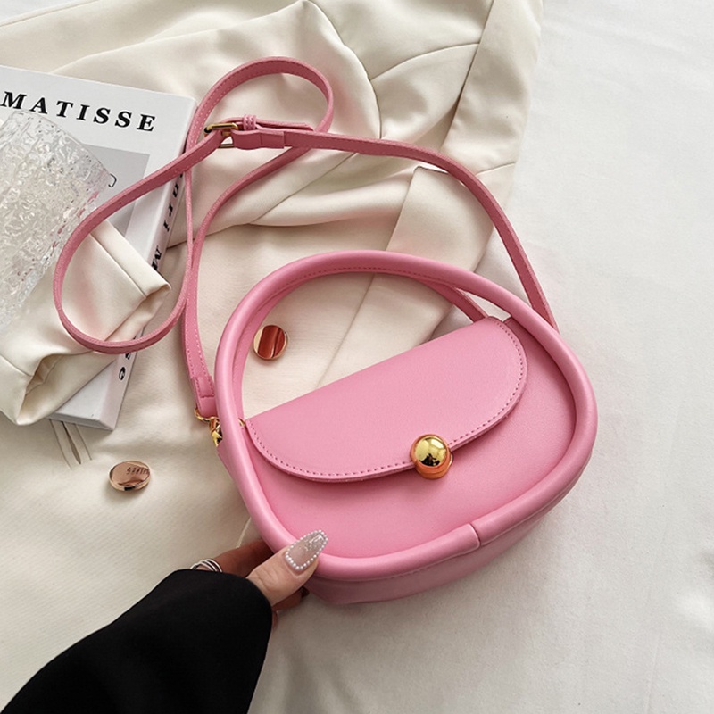 Túi Đeo Chéo Dáng Tròn Nhỏ Màu Trơn Thời Trang Xinh Xắn Cho Nữ