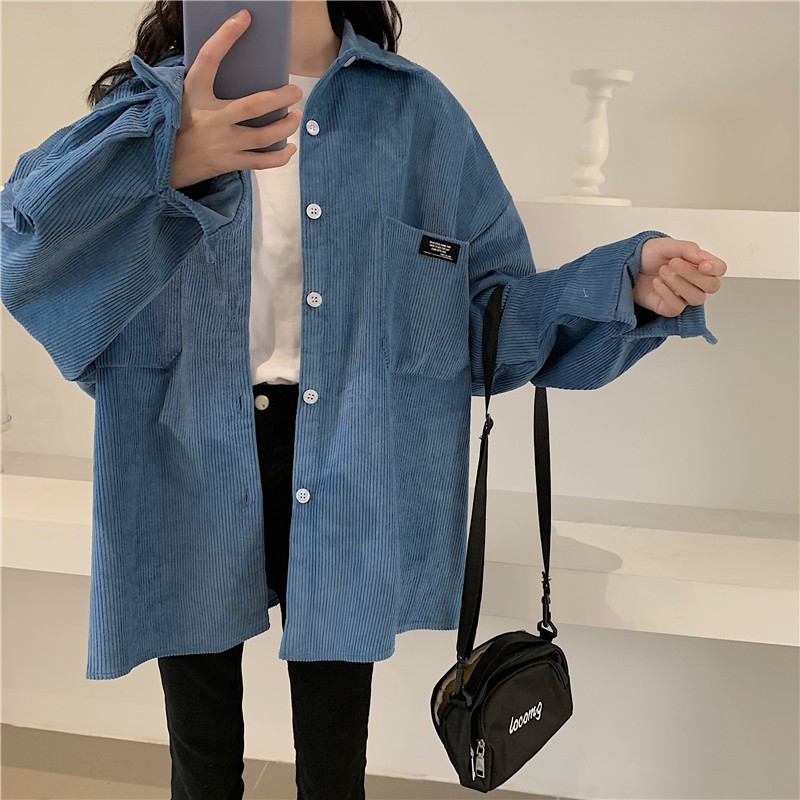 áo sơ mi ulzzang order áo khoác sơ mi nhung tăm dáng rộng phong cách hàn quốc KÈM ẢNH THẬT