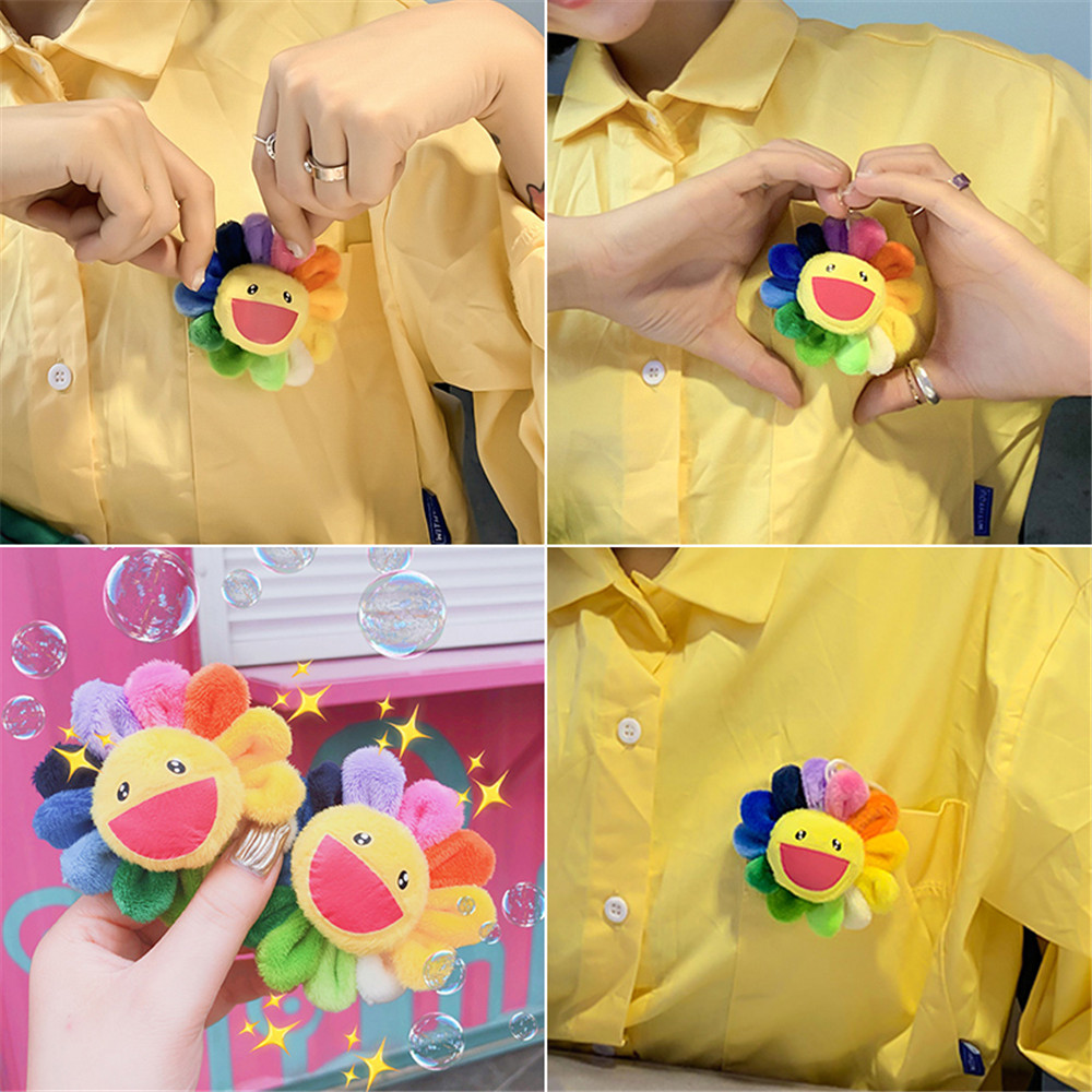 Phụ kiện cài ví thiết kế hình bông hoa nhiều màu chất liệu lông nhung