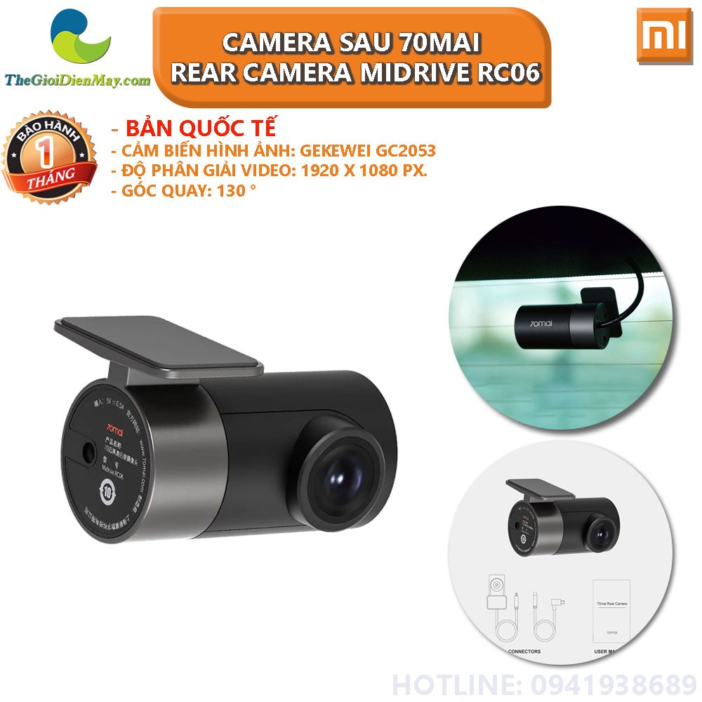 Camera sau cho ô tô Xiaomi 70mai RC06 - Bảo hành 1 tháng - Shop Thế Giới Điện Máy