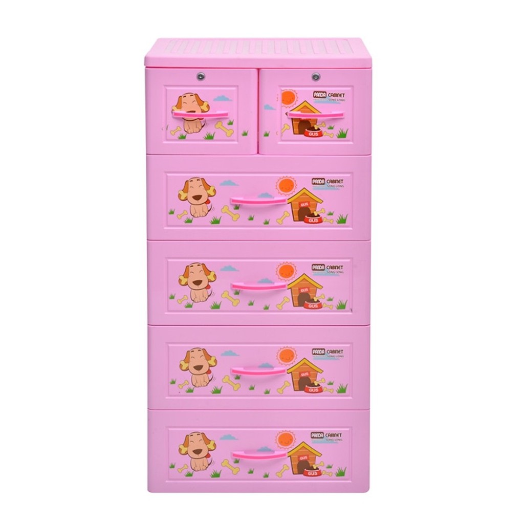 Tủ Panda Song Long 5 tầng có khóa- nhiều màu sắc cho bé