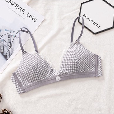 Áo Lót Chip Ngực Bra Cotton Viền Ren Nữ Cao Cấp Gợi Cảm Không Gọng Mút Mỏng Mặc Thoải Mái Nâng Ngực 8808